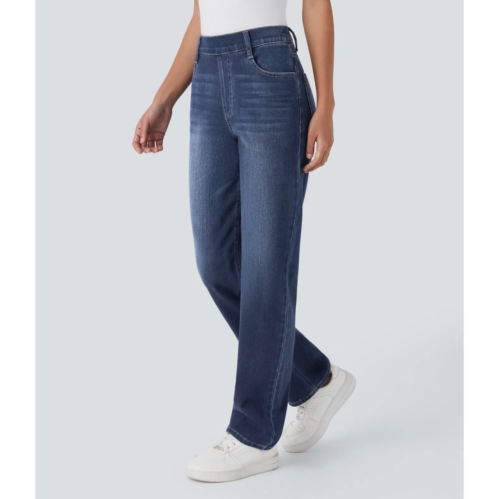 HALARA Straight Leg Jeans - Dark Blue